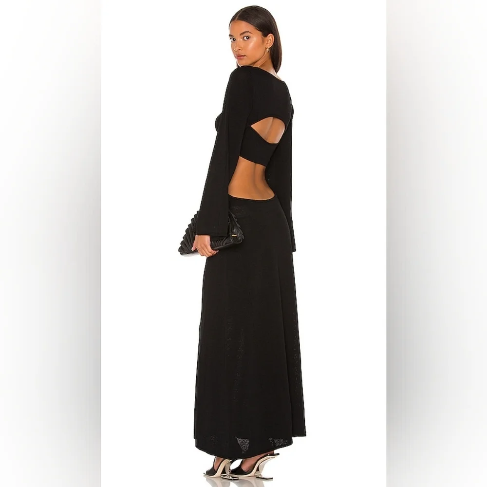 Cult Gaia Carla knit stretch cut out back flare sleeve NWT dress black - Picture 1 of 7